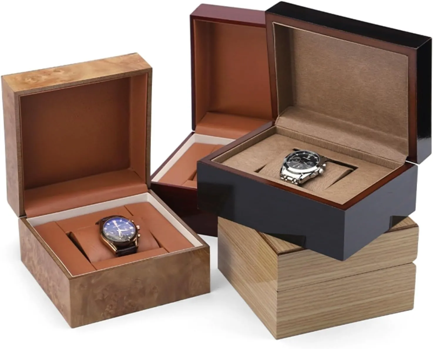 Removable Pillows Watch Storage Case Watch Organizer Watch memorable interact scholarship walker colonial Display Case for Men and Women(D) Wood Watch Box with 