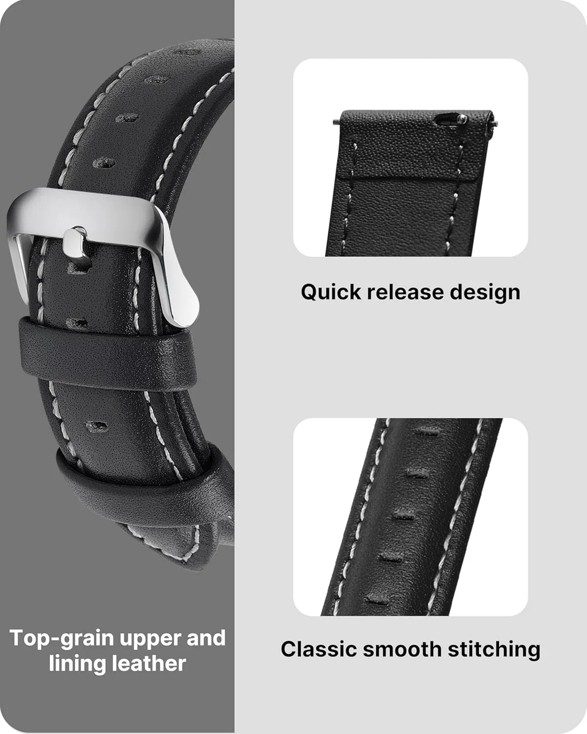 Replacement Bands Width 14mm 16mm 18mm 19mm 20mm 21mm 22mm 24mm Fullmosa Watch Band, Quick Release chlorophyll rotation Leather Watch Strap for Men Women, 