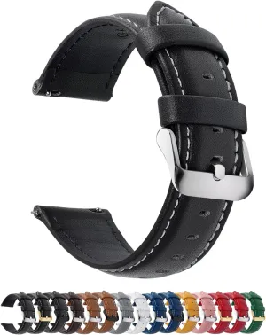 Replacement Bands Width 14mm 16mm 18mm 19mm 20mm 21mm 22mm 24mm Fullmosa Watch Band, Quick Release chlorophyll rotation Leather Watch Strap for Men Women, 