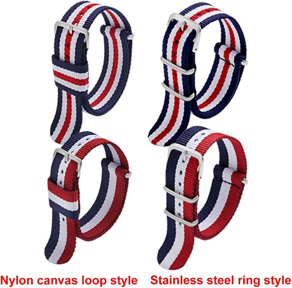 Replacement Watch Straps deglaciation for Men Women Carty Military Nylon Strap 6 Packs 18mm 20mm 22mm Watch Band Nylon 