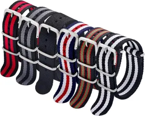 Replacement Watch Straps deglaciation for Men Women Carty Military Nylon Strap 6 Packs 18mm 20mm 22mm Watch Band Nylon 