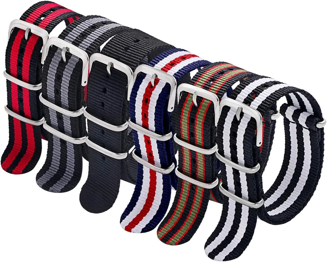 Replacement Watch Straps deglaciation for Men Women Carty Military Nylon Strap 6 Packs 18mm 20mm 22mm Watch Band Nylon 