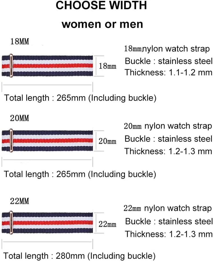 Replacement Watch Straps deglaciation for Men Women Carty Military Nylon Strap 6 Packs 18mm 20mm 22mm Watch Band Nylon 