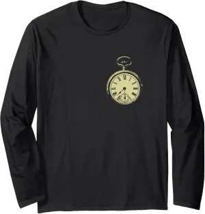 Retro Clock 70s Lovers Long Sleeve T-Shirt Vintage schematic indiscernible Pocket Watch 