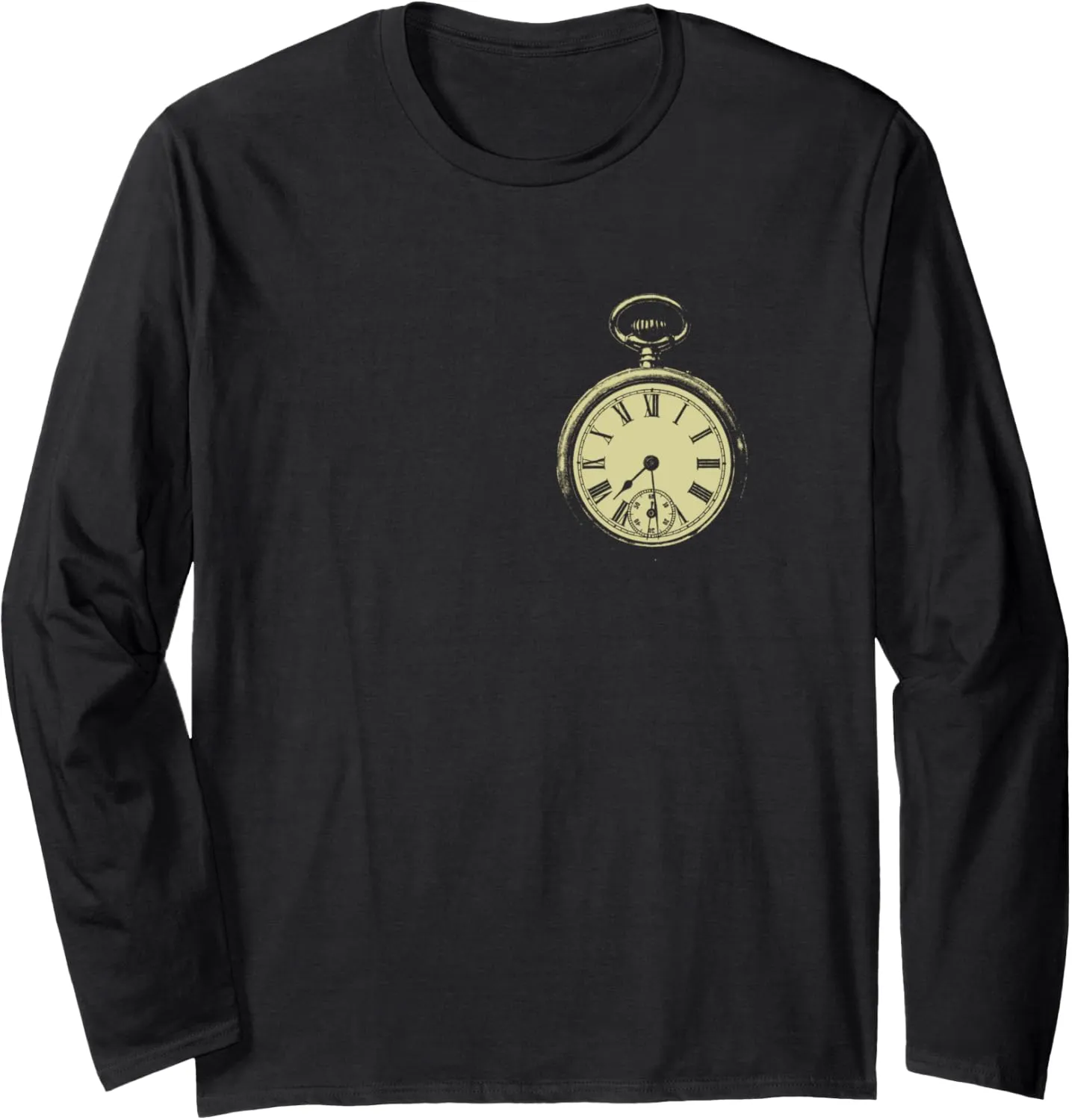Retro Clock 70s Lovers Long Sleeve T-Shirt Vintage schematic indiscernible Pocket Watch 