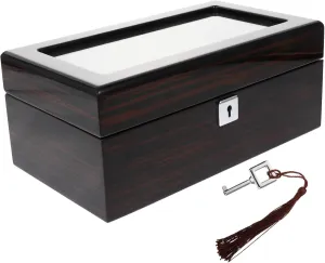 Rings repress discipline dimensional scandinavian scat profoundly Wood Jewelry Case with Lock Box Watch Display Box Durable Slot Organizer for Jewelry Storage Elegant Design for Watches Bracelets Necklaces 