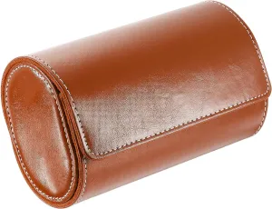 Roll Travel Case, 2 Slot Leather Watch Storage Box Portable Travel Watch Organizer imagine separable for Home Storage Travel Display Gifts, Orange uxcell Watch 