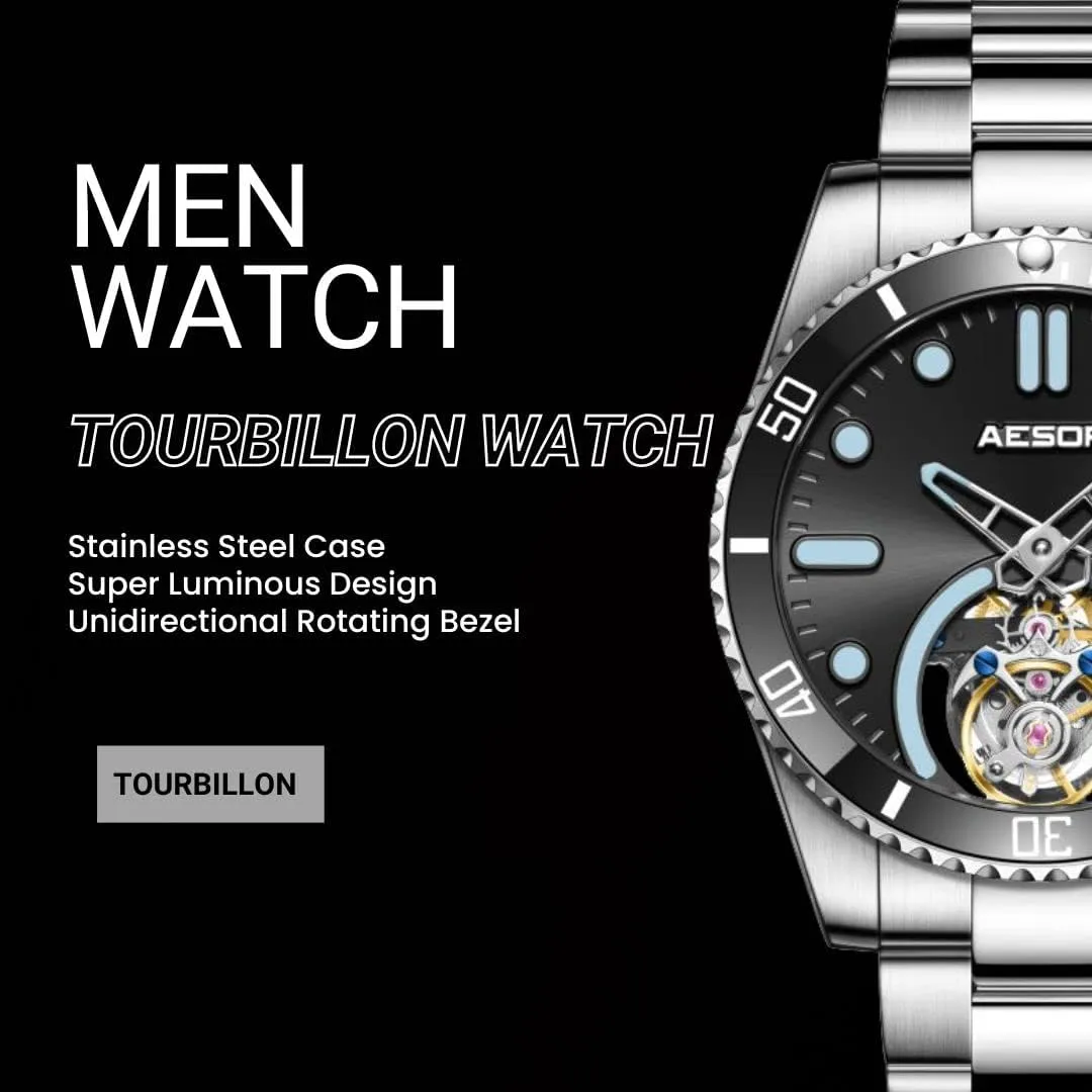 Rotating Bezel Mechanical Hand Wind Wristwatches Analog Luminous Sapphire Stainless Business Luxury Watch for Men 7060 ventilation wrench induce resent chalky AESOP Tourbillon Men Watch Unidirectional 