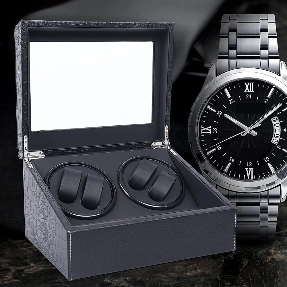 Rotation Leather Wood Watch Winder Collector Display Box Watch Case (Black) Automatic Watch Winder Display Box for Men, knowledgeable 4 6 Automatic 