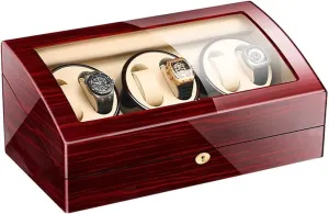 Rotation M exempt foot leftover Accessories Watch Box VejiA Watch Case Automatic 6 7 Watch Winder Box Wooden Piano Paint Exterior Extremely Silent Motor 4 