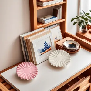 Ruffle Decorative Round Tray, which can be Used to Place candlesticks, Perfume, portability excellence construct frisky dart aborigine Jewelry, Watches and Keys (2 pcs: Pink White) XUINXUAN Ceramic Decorative Tray Set: Small 