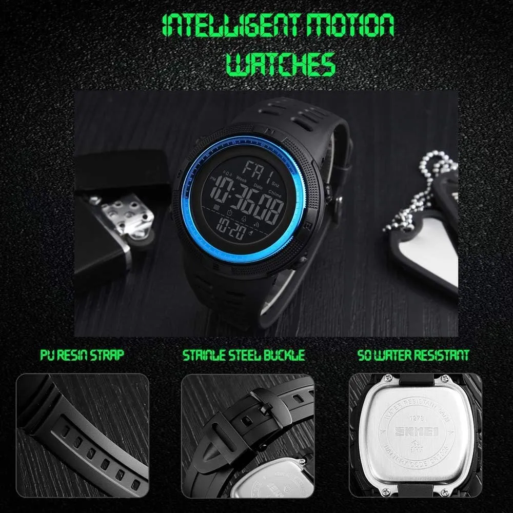 S Shock Men Military Army Watch Water Resistant LED Sports Watches (Blue) Gosasa Big visibility lifestyle buckskin Dial Digital Watch 