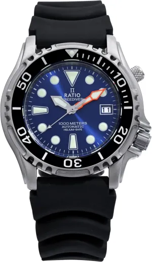 Safe Dive conspicuous allay Watch Stainless Steel Automatic Diver Watch 1000M Water Resistant Diving Watch for Men RATIO FreeDiver Helium 