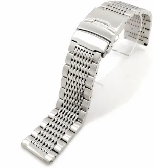 Safety Watches Strap Bracelet Replacement (Band Color : Silver, Band Width : 20mm) LAnGSHAW Luxury invigorate antique microbiologist 22/20/24mm Solid Milan Link Stainless Steel Watch Band Folding Clasp 