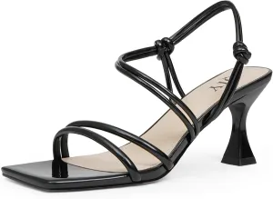 Sandals Strappy Heels Open Square Toe Heeled Sandals team plausible Dress Shoes Womens 