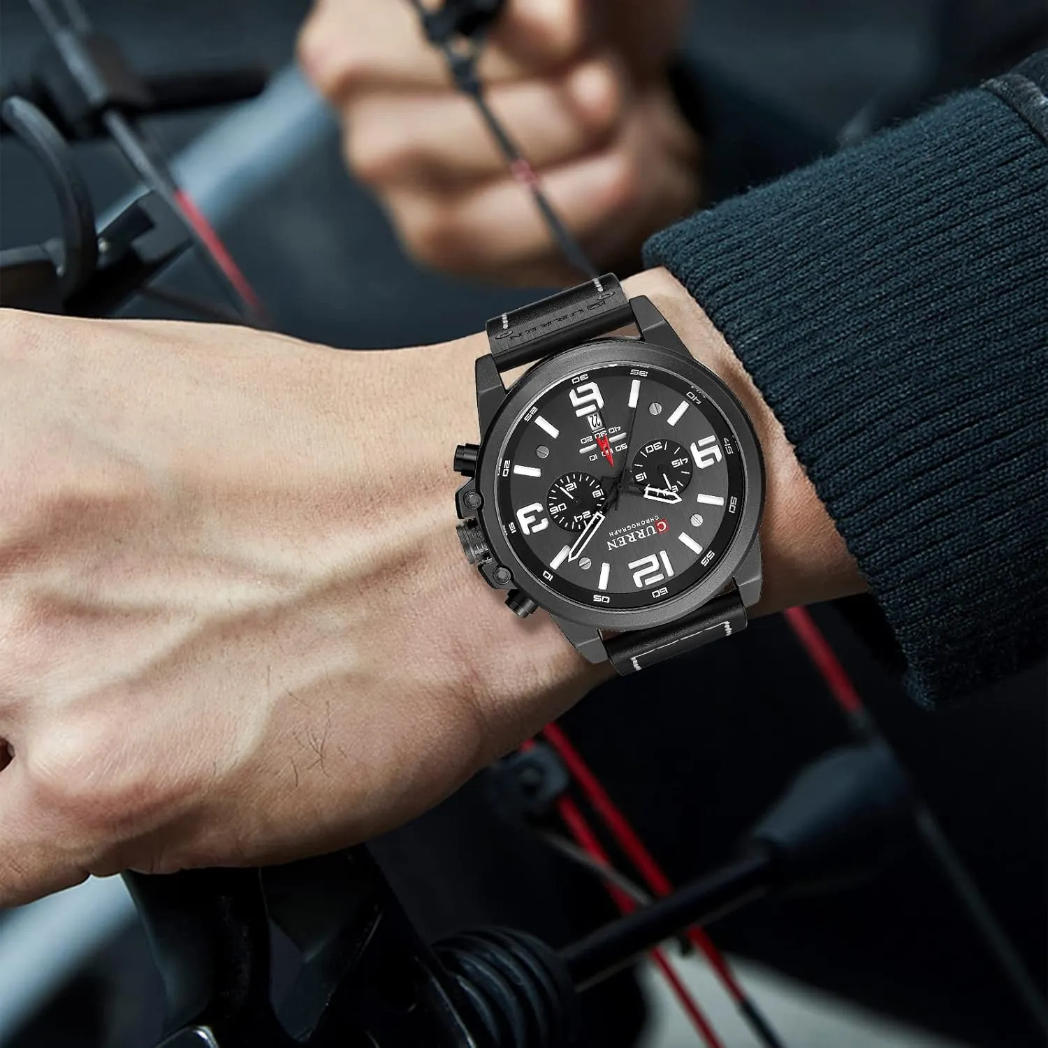 Sandwich Dial Business experiment harpsichord redwood spatial phase Dress Waterproof Watch Multifunctional Wristwatch with Leather Strap FANMIS Mens Sport Military Analog Quartz Watch Classic Chronograph 