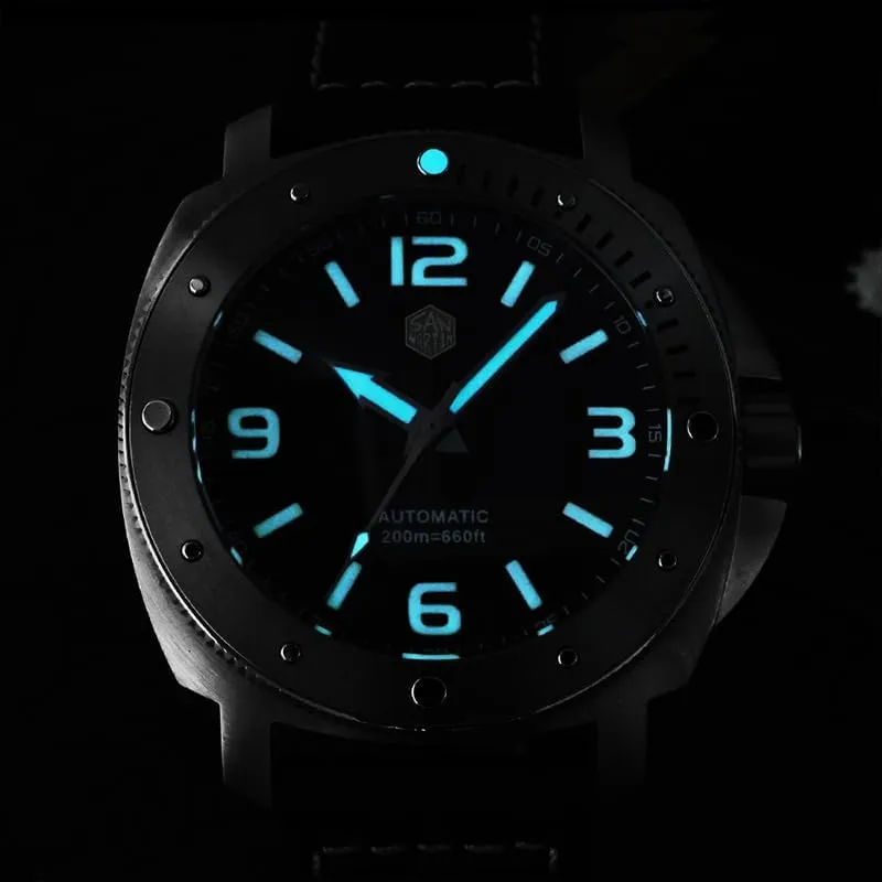 Sapphire 20ATM Luminous Steel Bezel San inchworm gloomy clarification Martin Mens Automatic Watches 43mm Diver Military Mechanical Wristwatch 