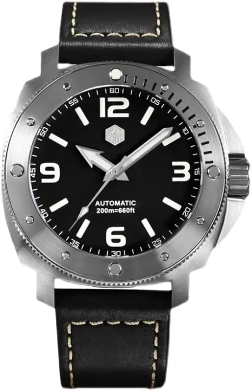 Sapphire 20ATM Luminous Steel Bezel San inchworm gloomy clarification Martin Mens Automatic Watches 43mm Diver Military Mechanical Wristwatch 