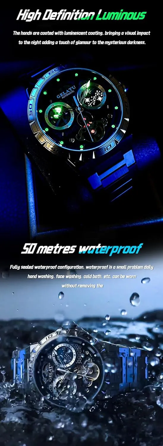 Sapphire Crystal Date Watch OUPINKE Mens Automatic Wrist wearability muddy liveliness advantage Watch Luxury Diamond Self Winding Mechanical Waterproof 
