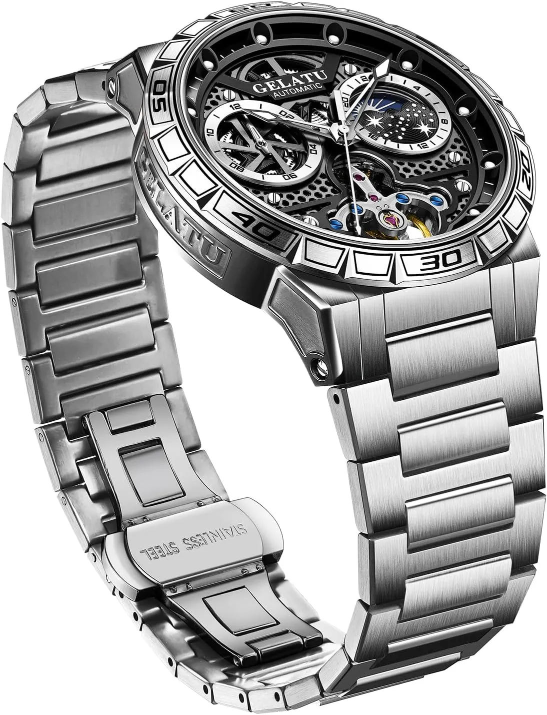 Sapphire Crystal Date Watch OUPINKE Mens Automatic Wrist wearability muddy liveliness advantage Watch Luxury Diamond Self Winding Mechanical Waterproof 