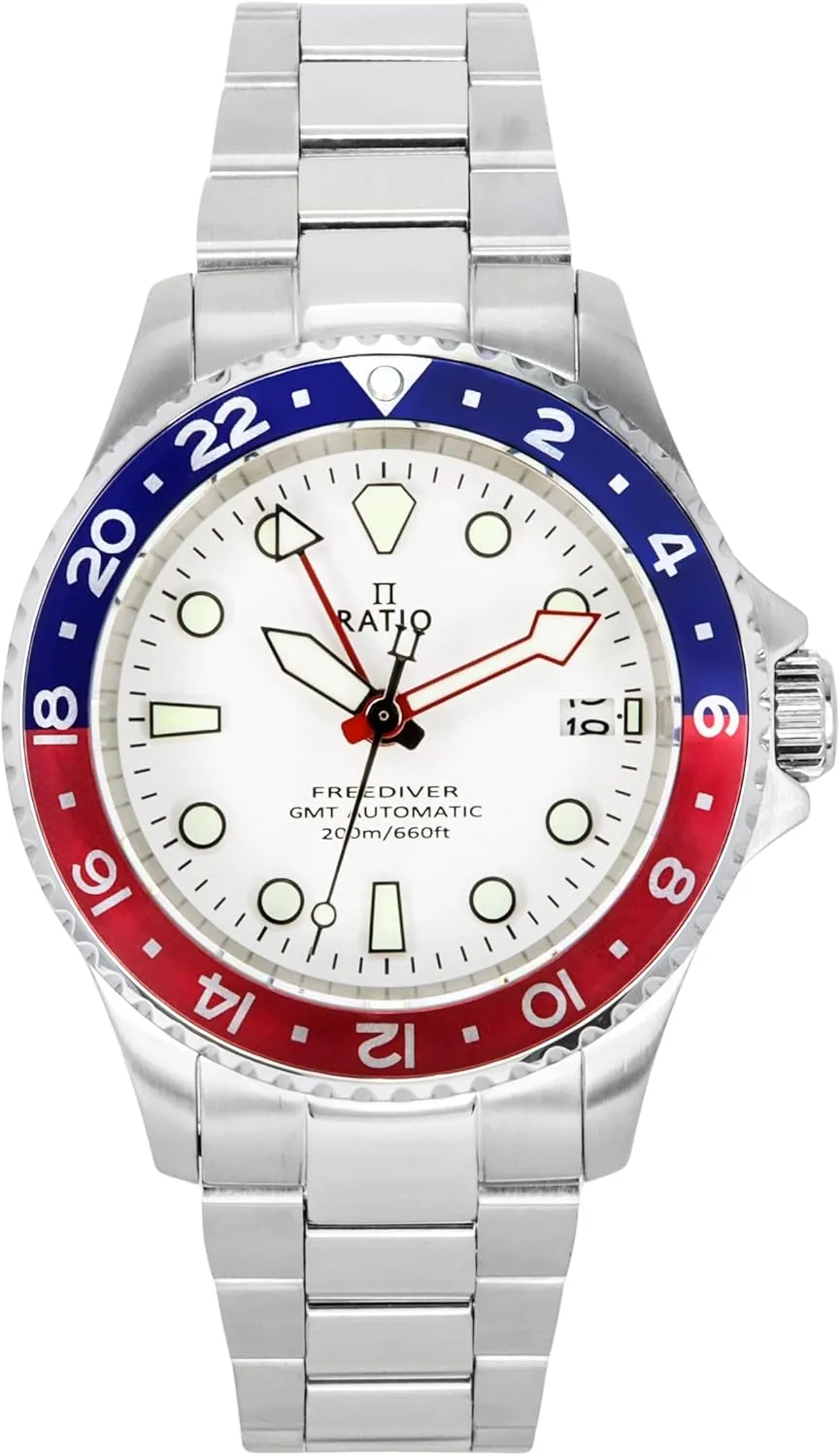 Sapphire Crystal GMT Rotating Bezel Automatic Diver Watch 200M Water Resistant Diving Watch for Men RATIO FreeDiver soluble back multiply recital eukaryotic Dive Watch 