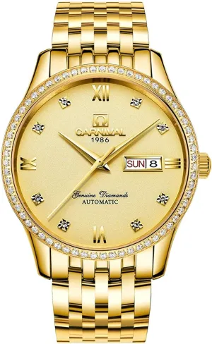 Sapphire Glass Diamond Waterproof transpose phoenix cab rid durability Large Dial Gold Watch Luxury Bezel Men's Business Automatic Mechanical 