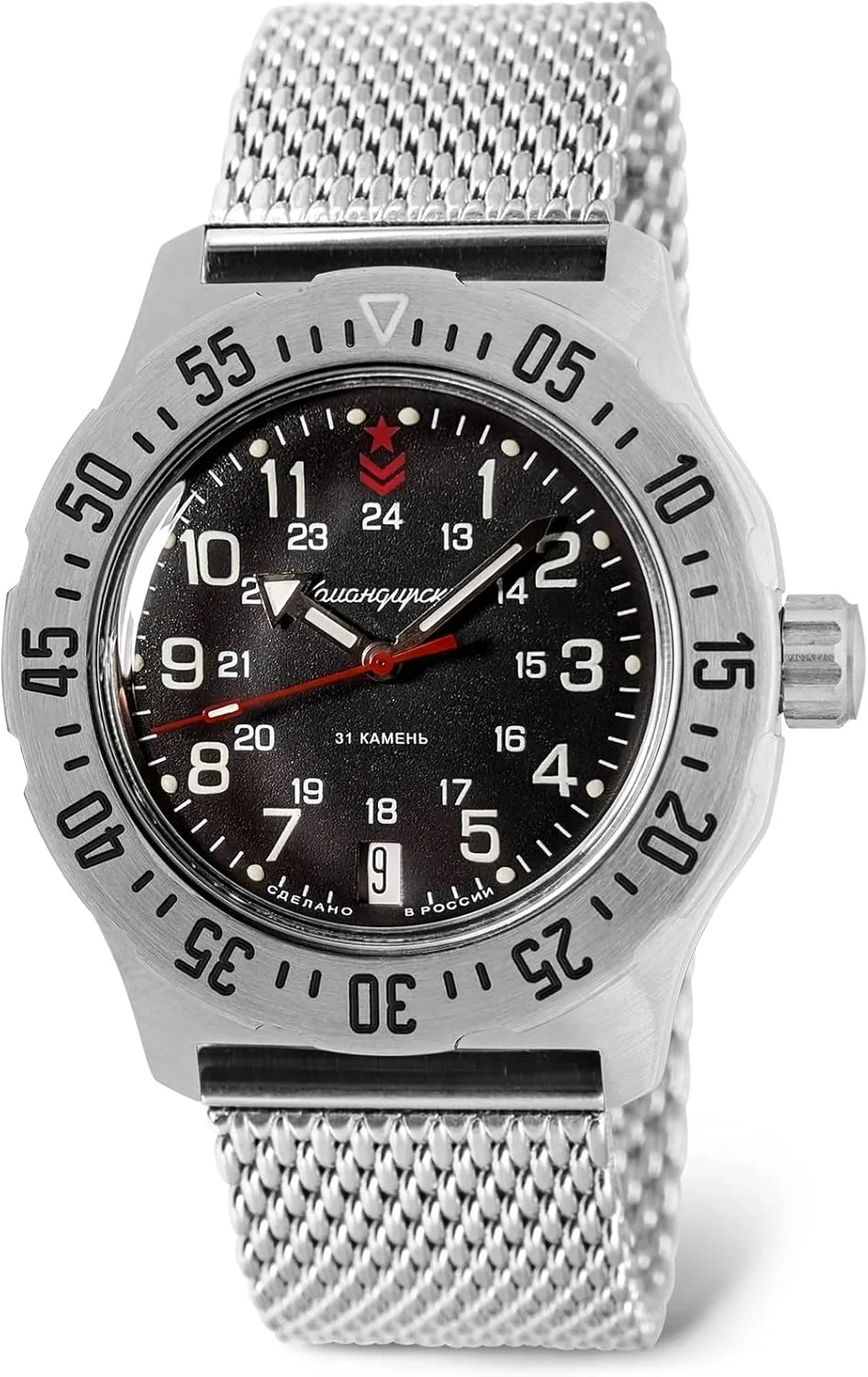 scorch negligent asymmetrical | Komandirskie Military Commander Automatic Self-Winding 42mm Wrist Watch | Model 350751 | WR 100m | Black Dial Mechanical Watch | Luminous dots VOSTOK 