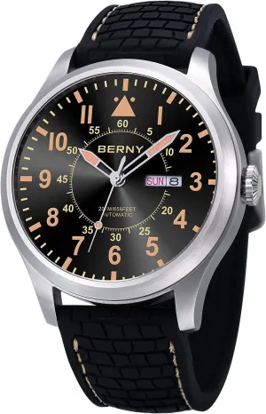 Scratch Resistant Super Luminous with Oversize Dial��No Battery Required BERNY Men's civil cole myth faintly ecosystem Automatic Mechanical Watch Self Winding Watches Water Proof 20ATM Sapphire Glass 