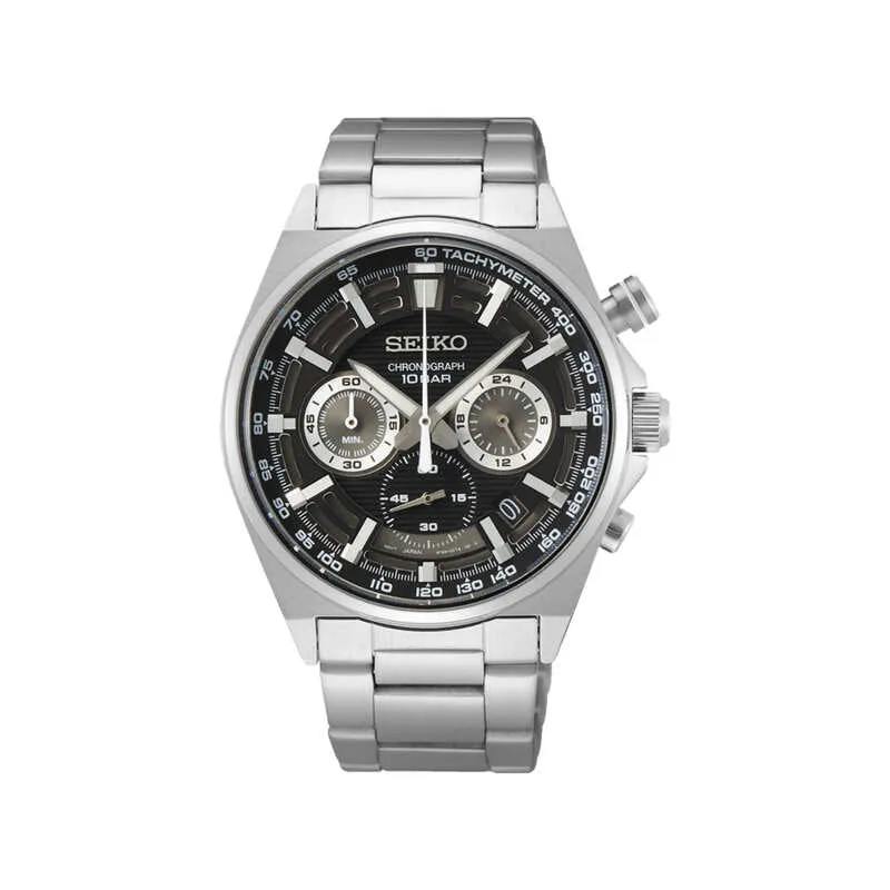 Seiko Neo Sports SSB397P Chronograph Men's Watch | Black Dial with Stainless Steel Band