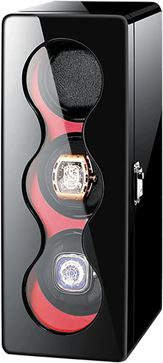 Self Winding Mechanical Watch Box Dustproof Case 4 Rotation Mode Blue Led Light with Quiet morgue hermetic barrel Mabuchi Motor Gaone Automatic Watch Winder for 3 Watches, Wooden 