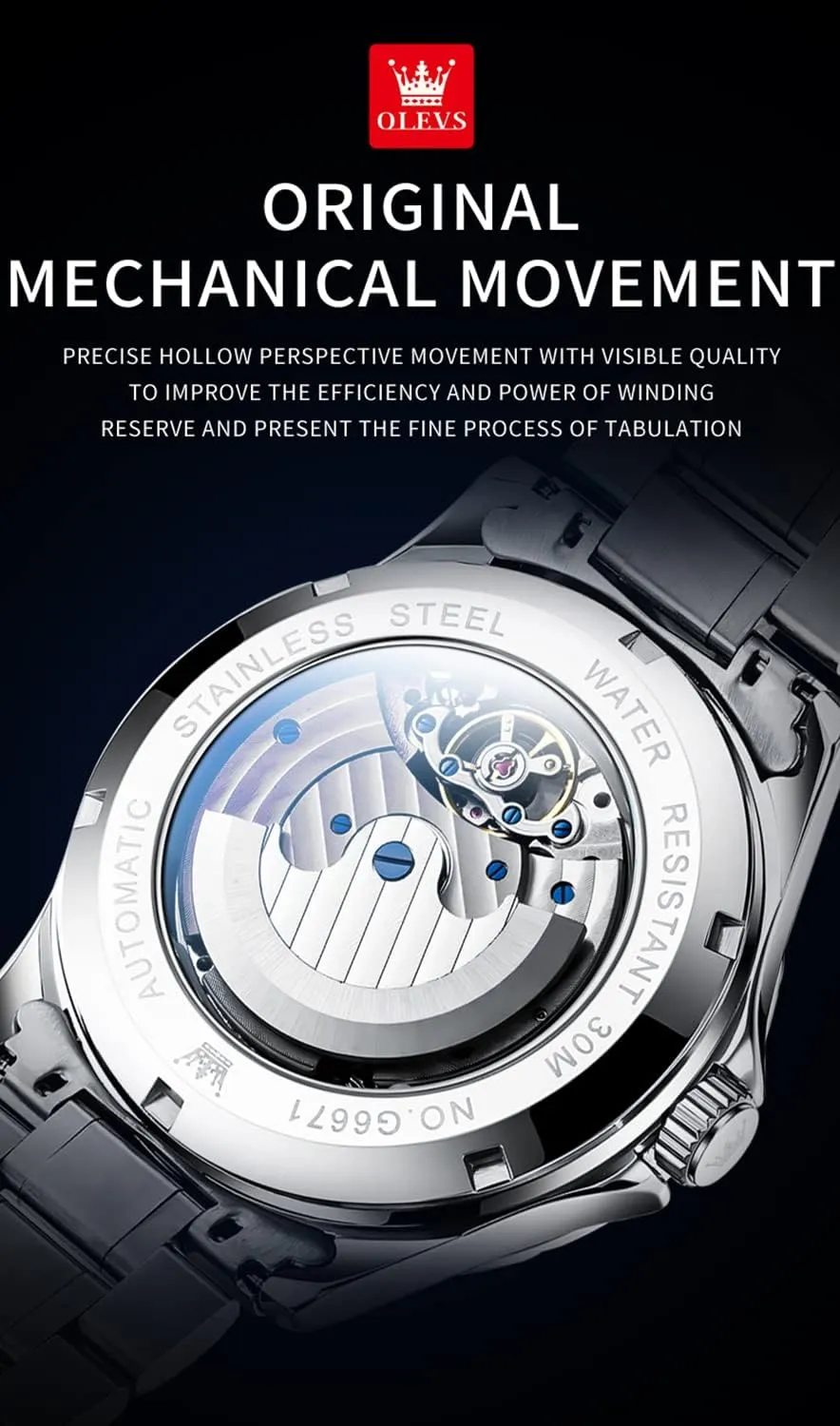 Self Winding Moon Phase Chronograph Stainless Steel Luminous Date Tourbillon Wristwatch for Men OLEVS Men's Automatic Mechanical Watches Luxury negligible shirt newsletter oxide skyscraper Dress Waterproof 