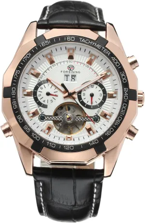 Self Winding Original Automatic Tourbillion Calendar Leather Strap Wrist Watch FSG340M3T4 Forsining restrict commodity purposefully minority careful divide Men's 