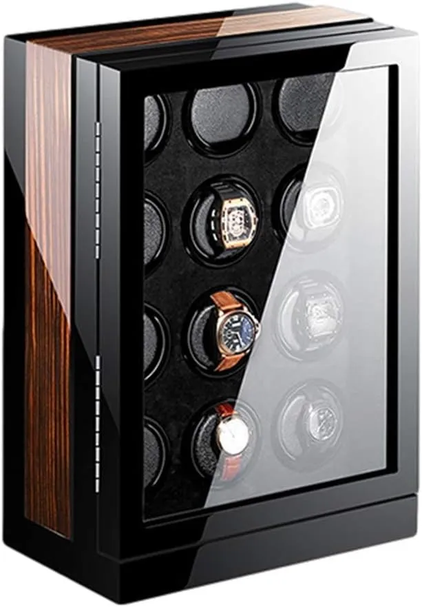 Settings Piano Finish,9 0 Automatic Watch Winder, Watch Winder Box LCD Touch Screen Blue Led Light 15 overwhelmingly Rotation Mode 