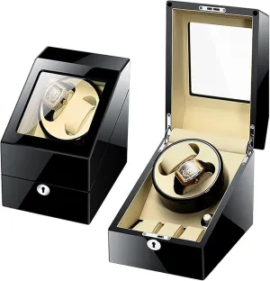 Shaker Japanese Quiet Motor Watch Spinner Case Fit Lady and award Man Watch,D Double Watch Winder with 3 Watches Storage Automatic Watches Winding Box Wood Shell Mechanical Watch 