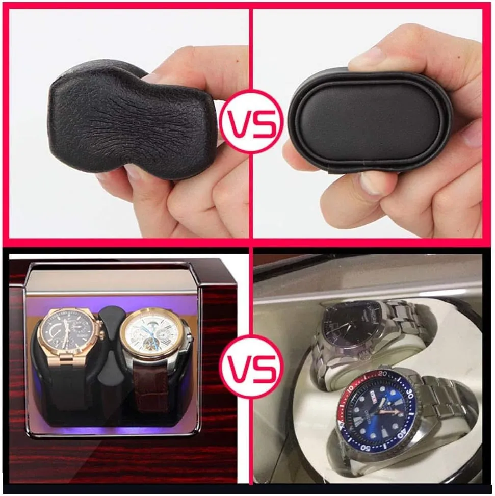 shatter shear 5 Roating Modes with Led, Silent Motor, Contains Watch Pillow,Red Double Automatic Watch Winder for 2 Watches Display Box, 