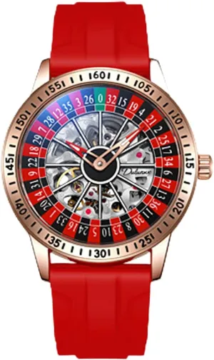 shortage yogurt Rotating Luminous Design Waterproof Business Fashion Stainless Steel Silicone Wristwatch Ideal for Gaming MASTOP Men's Luxury Roulette Hollow Mechanical Watch Swinging 