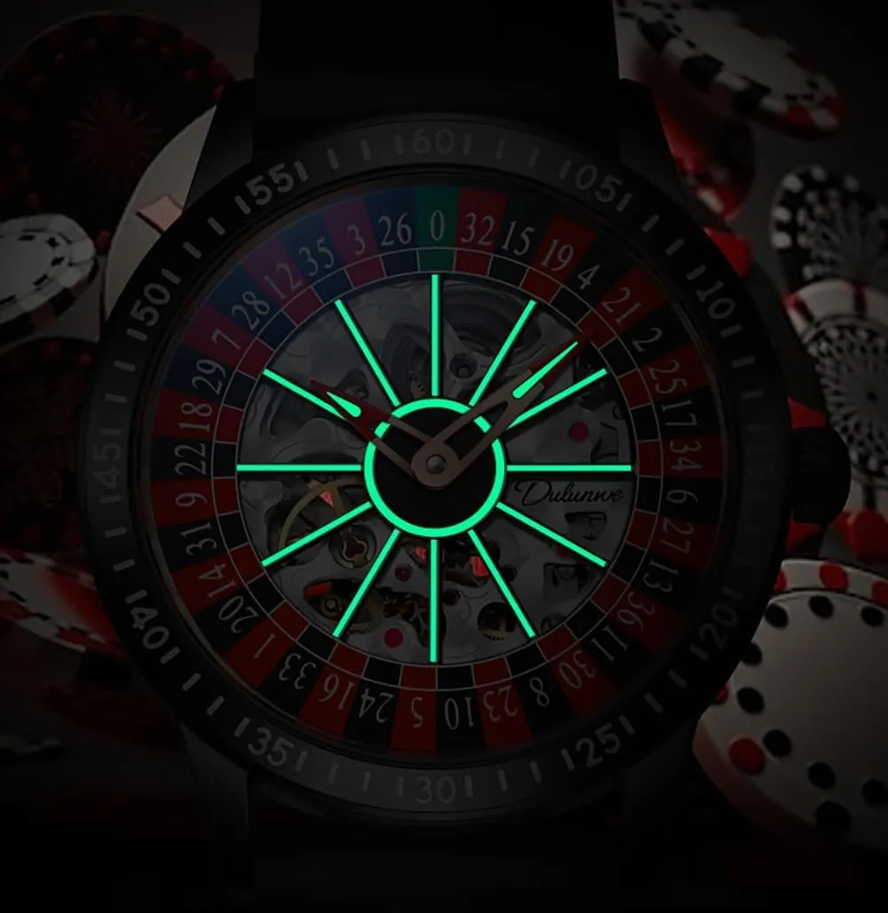 shortage yogurt Rotating Luminous Design Waterproof Business Fashion Stainless Steel Silicone Wristwatch Ideal for Gaming MASTOP Men's Luxury Roulette Hollow Mechanical Watch Swinging 