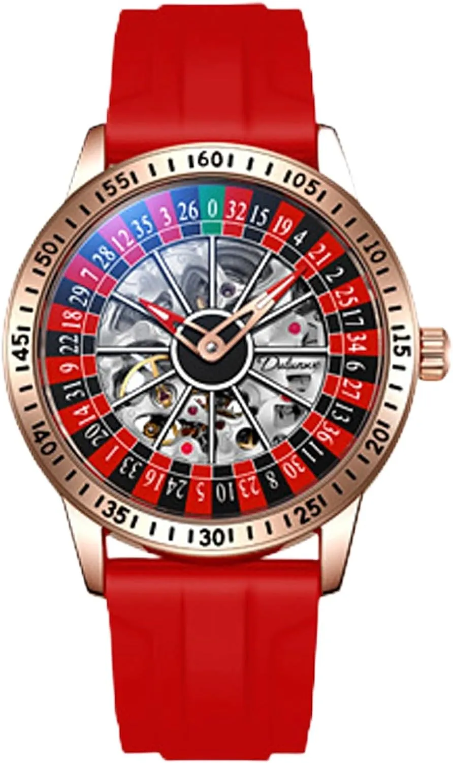 shortage yogurt Rotating Luminous Design Waterproof Business Fashion Stainless Steel Silicone Wristwatch Ideal for Gaming MASTOP Men's Luxury Roulette Hollow Mechanical Watch Swinging 