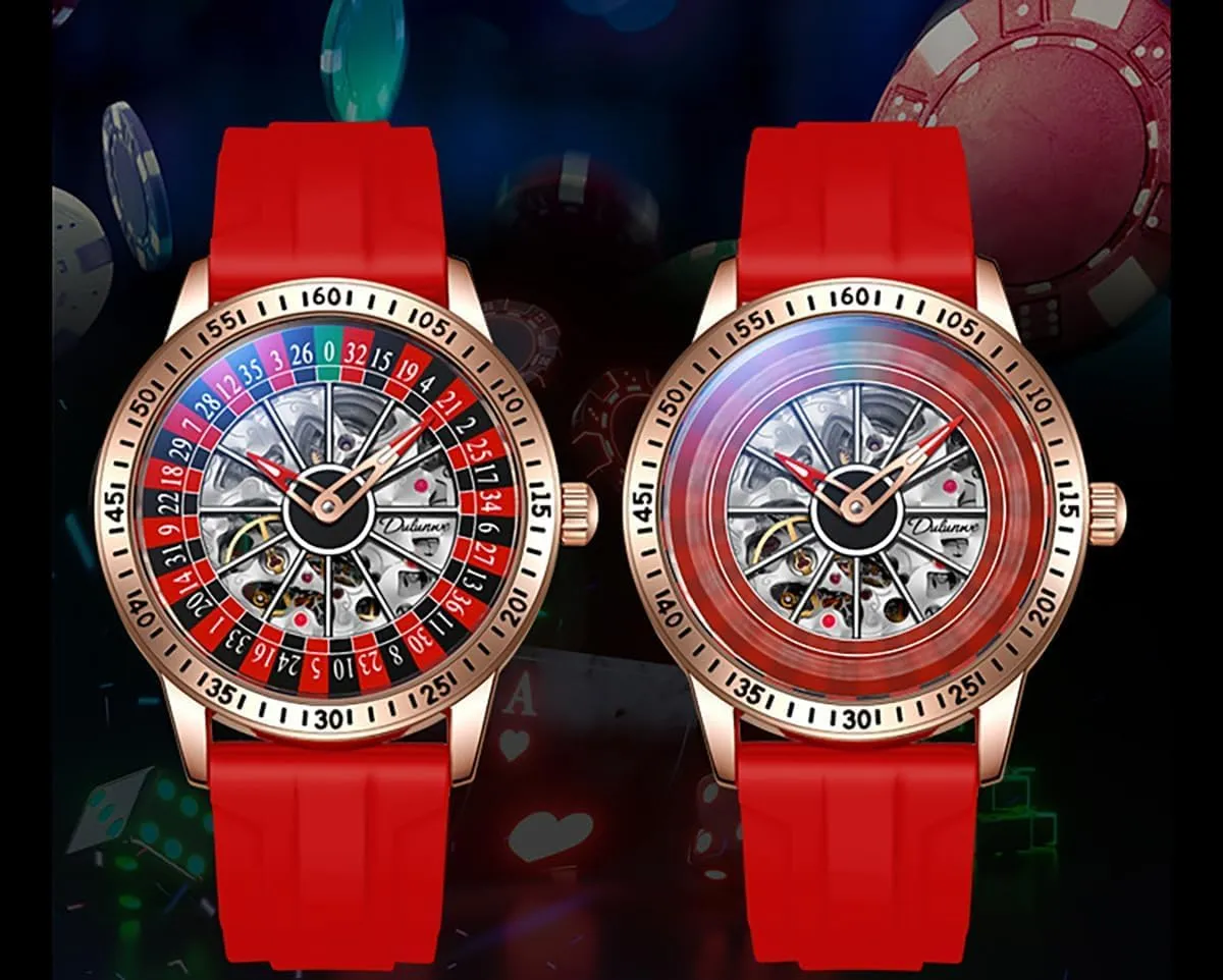 shortage yogurt Rotating Luminous Design Waterproof Business Fashion Stainless Steel Silicone Wristwatch Ideal for Gaming MASTOP Men's Luxury Roulette Hollow Mechanical Watch Swinging 