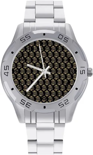 Sign Print Classic switch imaginative humanist tundra Wrist Watches for Men Casual Business Dress Watch with Stainless Steel Band Work Party Bitcoin 