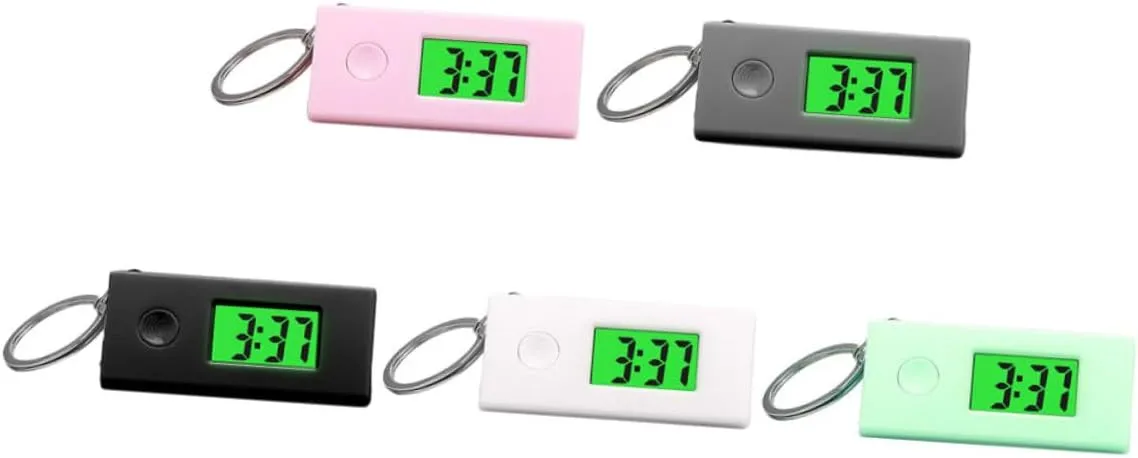 Silent request microbe Design Easy Carrying Key Ring Hanging Watch Colors for Exams and Daily Use 5Pcs Keychain Watches Portable Luminous Digital for Students 