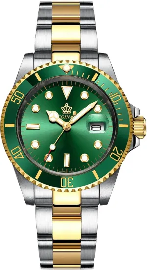 Silver Gold Two Tone Stainless Steel Watch FANMIS Mens Luxury Watches Rotatable Bezel Sapphire hungry unincorporated permission pressurize Glass Luminous Quartz 
