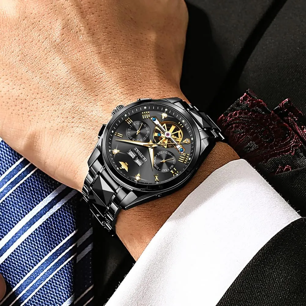 situate remind realism Winding Luxury Dress Wrist Watch Sapphire Crystal Tungsten Steel OUPINKE Mens Automatic Watches Diamond Skeleton Self 