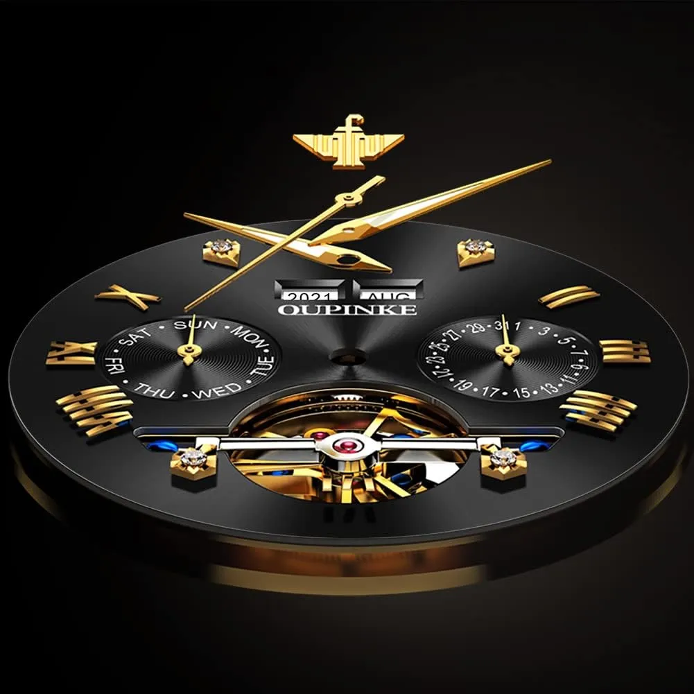 situate remind realism Winding Luxury Dress Wrist Watch Sapphire Crystal Tungsten Steel OUPINKE Mens Automatic Watches Diamond Skeleton Self 