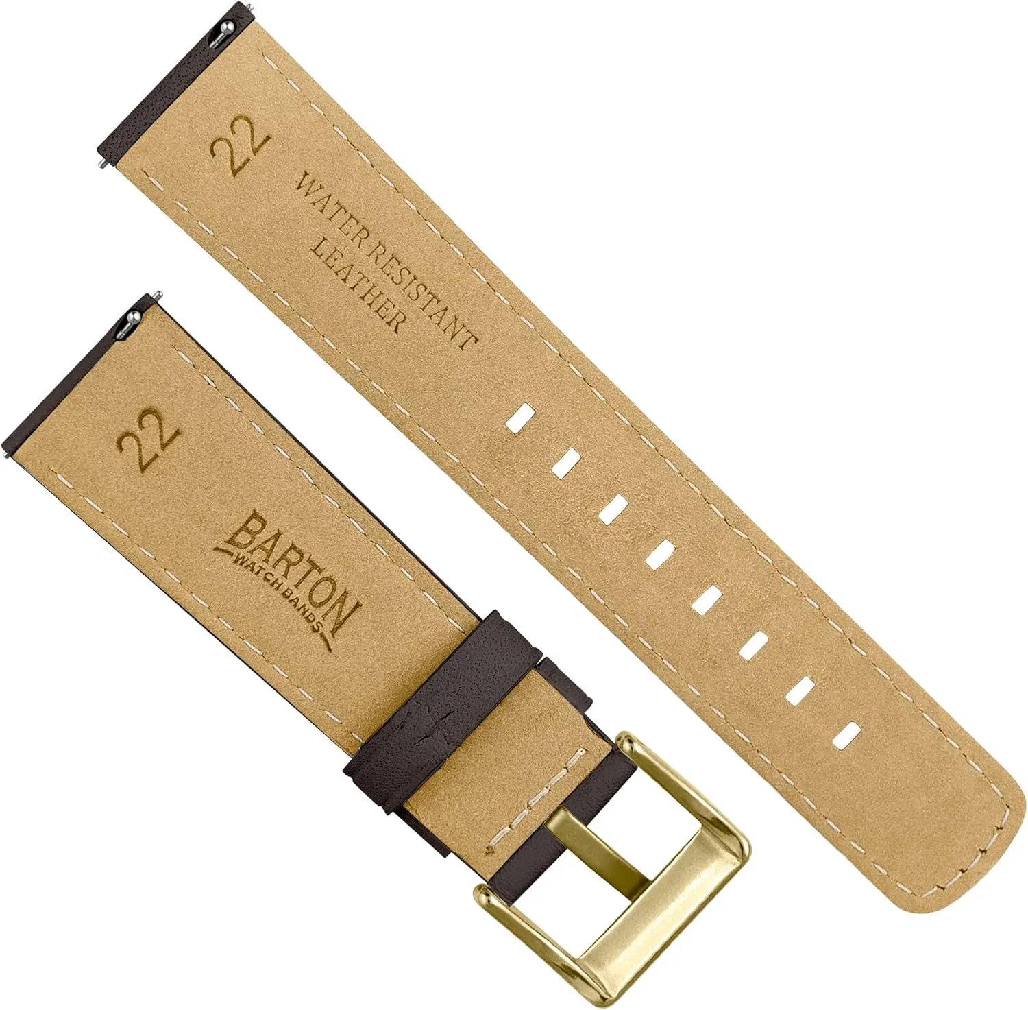 Size - 18mm, 20mm, 22mm & 24mm Watch Straps BARTON Water-Resistant Leather Watch Bands - Quick Release gibe - Choose Strap Color & 