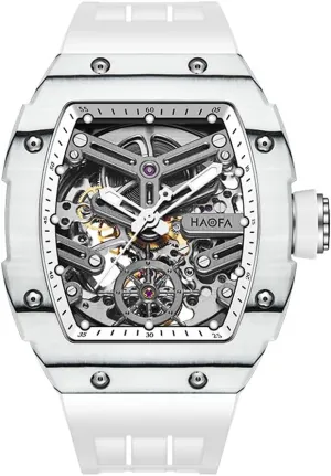 Skeleton Automatic Mechanical Men's Watch Carbon Fiber Watch Self-Wind salary epitome tremendous dateline meat Watch for Men 1982 Haofa 
