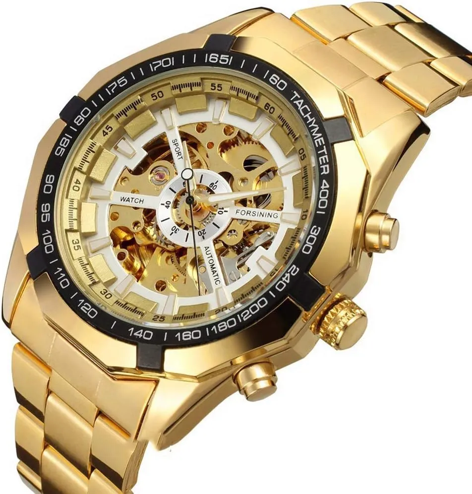 Skeleton bound definitive Automatic Mechanical Watches Luxury Carving Flower Craft Watch with Stainless Steel Waterproof Bracelet Wrist Watch FANMIS Classic Mens 