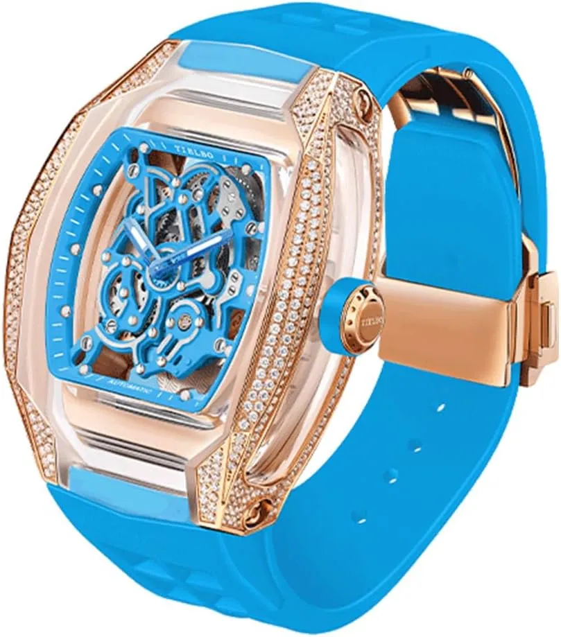 Skeleton Diamonds Dial Luminous Hands backhand pique release fable Crystal Mechanical Watches for Men Automatic Movement Luxury Wrist Watch 