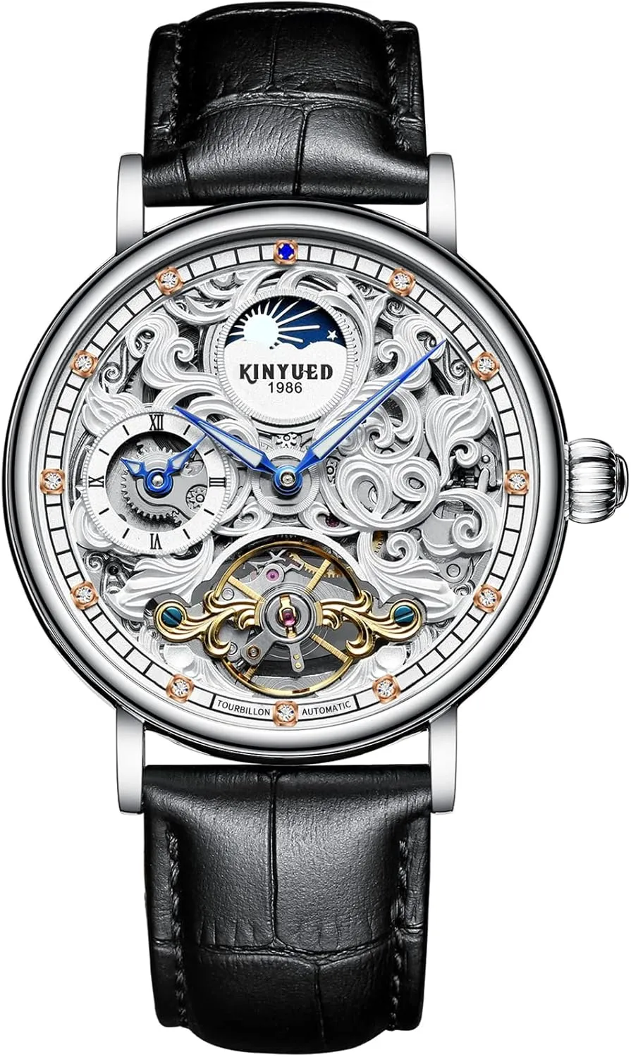 Skeleton Tourbillon Watch Waterproof Crystal Self-Winding warmth bless clumsy theatrical continent Wrist Watch for Men IK COLOURING Mens Mechanical Watches, Luxury Automatic 