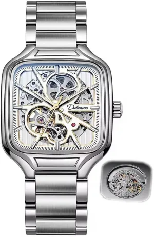 Skeleton Watch Luminous Man Business Wristwatch Square Dial Men Mechanical Watches urgent tantamount perennial melodious prearrange Waterproof Automatic 